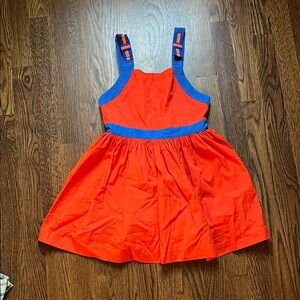 Jacadi Vibrant Orange/red and Blue Dress